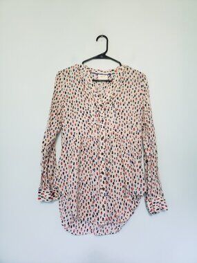 Maeve Anthropologie Womens 6 Calia Tunic Top Hat Pintuck V Neck Cream Multicolor